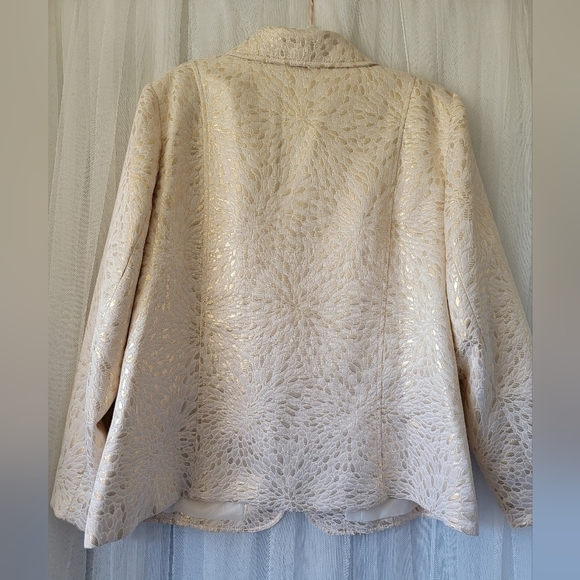 NWOT TANJAY 》Gorgeous Metallic Pearl Brocade Shacket Blazer Jacket - Picture 3 of 8